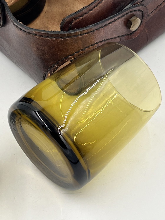 Image 1 of Set Of 6 Glasses With Leather Support