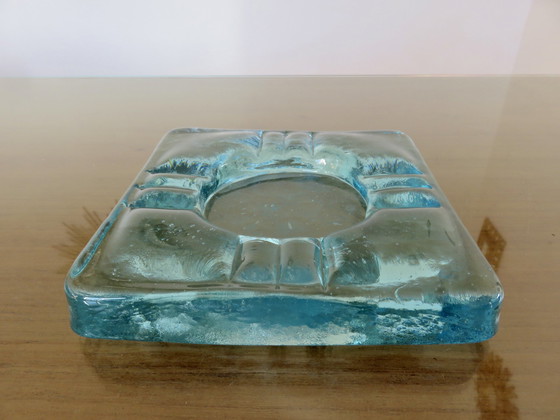 Image 1 of Blue Crystal Ashtray Signed Schneider France