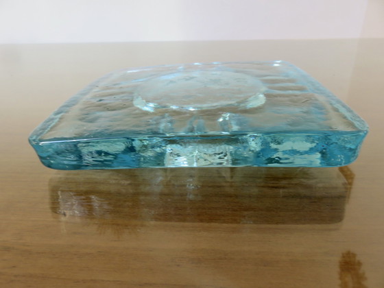 Image 1 of Blue Crystal Ashtray Signed Schneider France