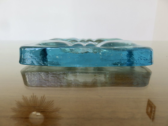 Image 1 of Blue Crystal Ashtray Signed Schneider France