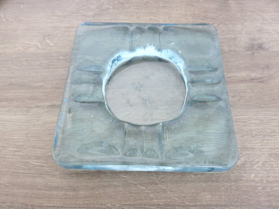 Image 1 of Blue Crystal Ashtray Signed Schneider France