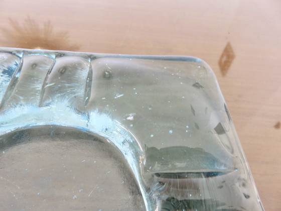 Image 1 of Blue Crystal Ashtray Signed Schneider France