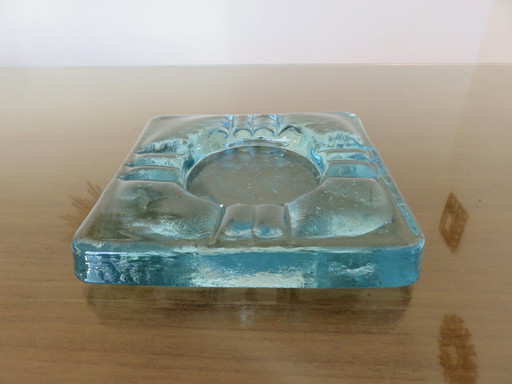 Blue Crystal Ashtray Signed Schneider France