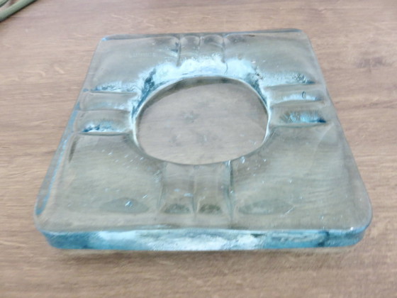 Image 1 of Blue Crystal Ashtray Signed Schneider France