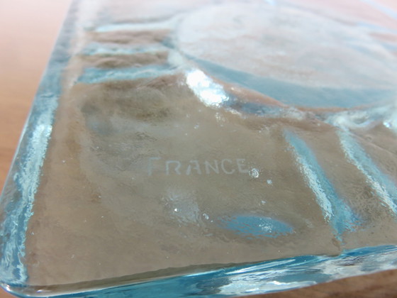 Image 1 of Blue Crystal Ashtray Signed Schneider France