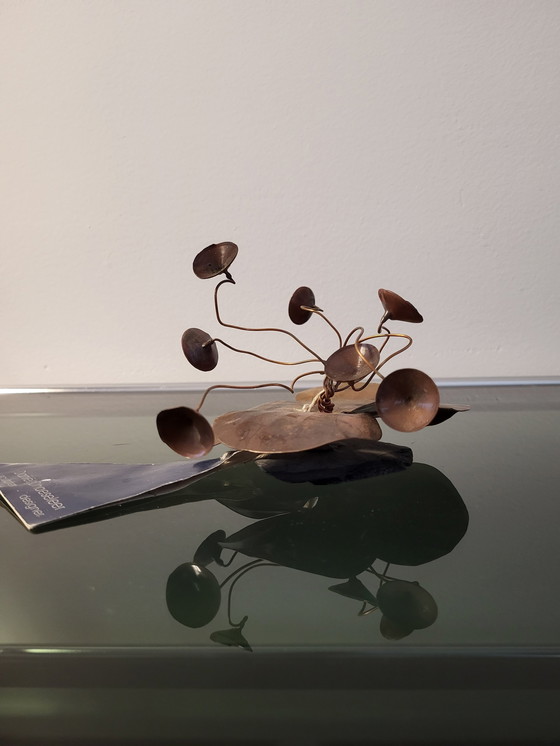 Image 1 of Artwork flower, Daniel D'Haeseleer, Hollywood Regency style, Copper, brass, slate, 1970s, Belgium.