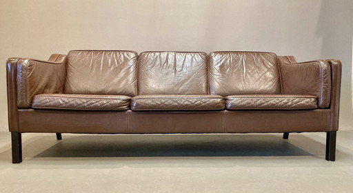 3-seater leather sofa, Scandinavian design.