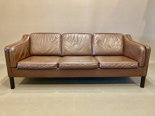 3-seater leather sofa, Scandinavian design.