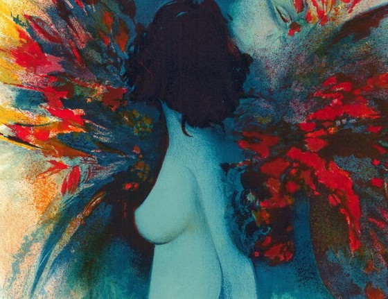 Image 1 of Original Lithograph - Femme Au Bouquet - Claude Gaveau - Artist's Proof - 1980