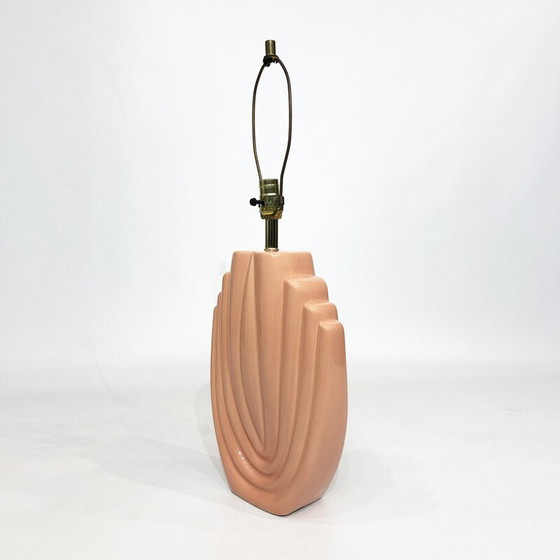 Image 1 of Vintage Art Deco ceramic lamp in salmon pink, 1980