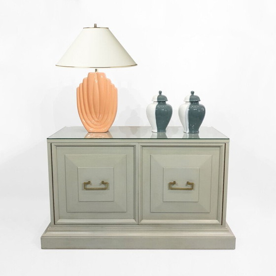 Image 1 of Vintage Art Deco ceramic lamp in salmon pink, 1980