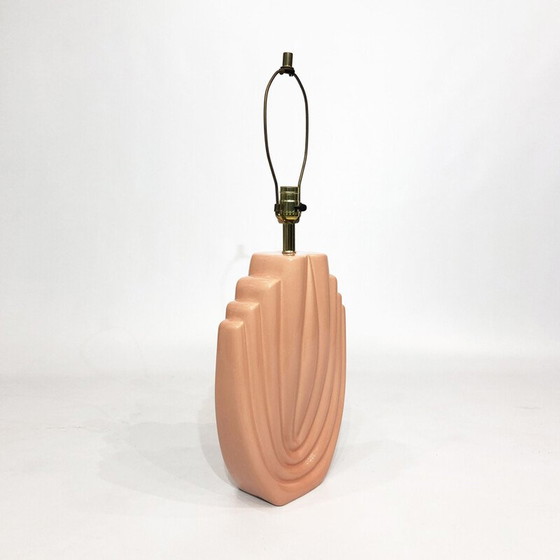Image 1 of Vintage Art Deco ceramic lamp in salmon pink, 1980