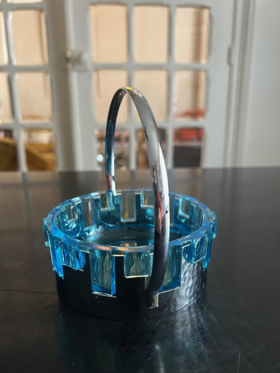 Image 1 of Glass and Hammered Metal Pocket Tray