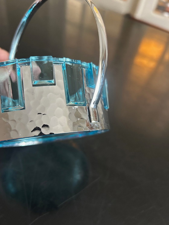 Image 1 of Glass and Hammered Metal Pocket Tray