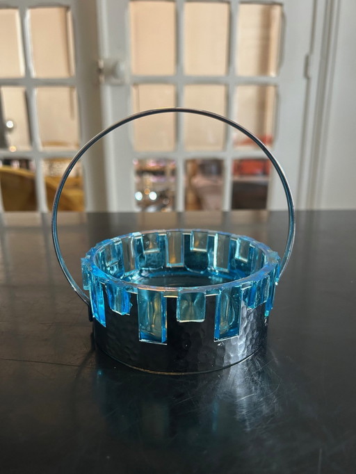 Glass and Hammered Metal Pocket Tray