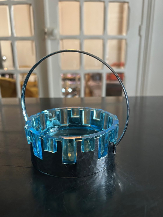 Image 1 of Glass and Hammered Metal Pocket Tray