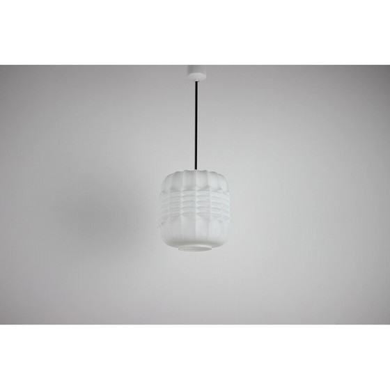 Image 1 of Vintage pendant lamp in milk glass and chrome steel, Czechoslovakia 1970