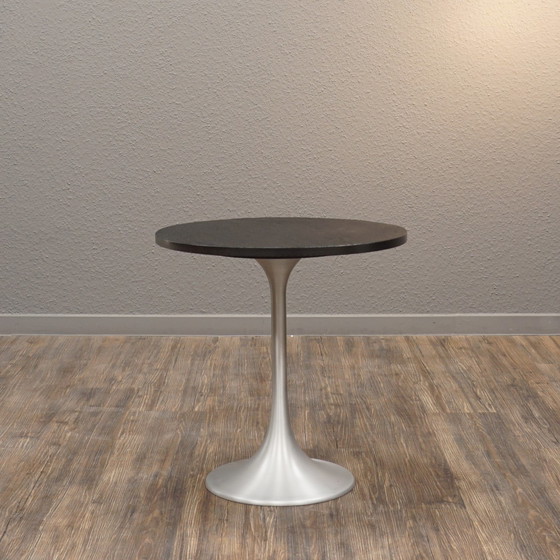 Image 1 of 70s side table | Mid - Century aluminum tulip slate top