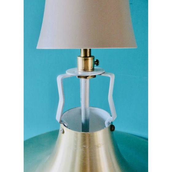 Image 1 of Vintage trumpet lamp in brushed-gold aluminum, Denmark 1970