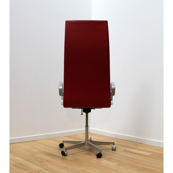Image 1 of Set of 8 vintage office chairs in chrome aluminum and leather by Arne Jacobsen for Fritz Hansen