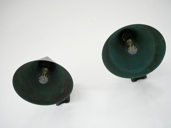 Image 1 of Hans-Agne Jakobsson ‘Tratten’ Wall Lights in Patinated Copper, Sweden 1950s