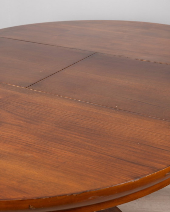Image 1 of Tavolo rotondo in legno e ottone vintage anni '60 design Luciano Frigerio 