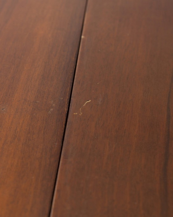 Image 1 of Tavolo rotondo in legno e ottone vintage anni '60 design Luciano Frigerio 