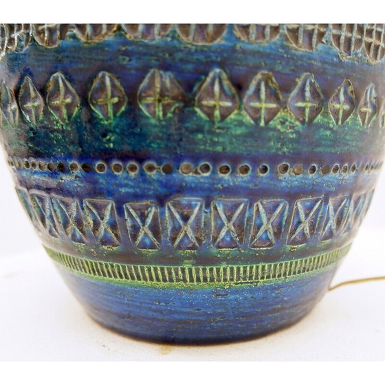 Image 1 of Vintage "Rimini blue" ceramic table lamp by Aldo Londi for Bitossi, 1960s