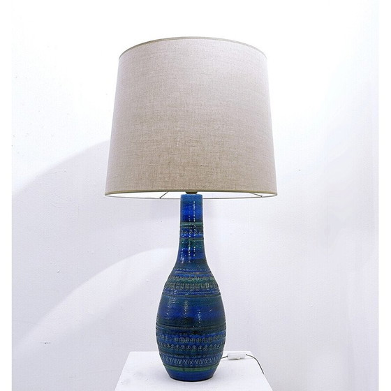 Image 1 of Vintage "Rimini blue" ceramic table lamp by Aldo Londi for Bitossi, 1960s
