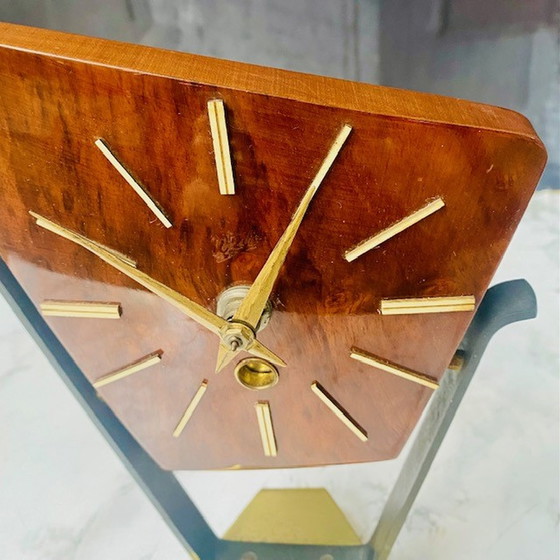 Image 1 of Midcentury Wehrle table clock walnut wood high gloss retro