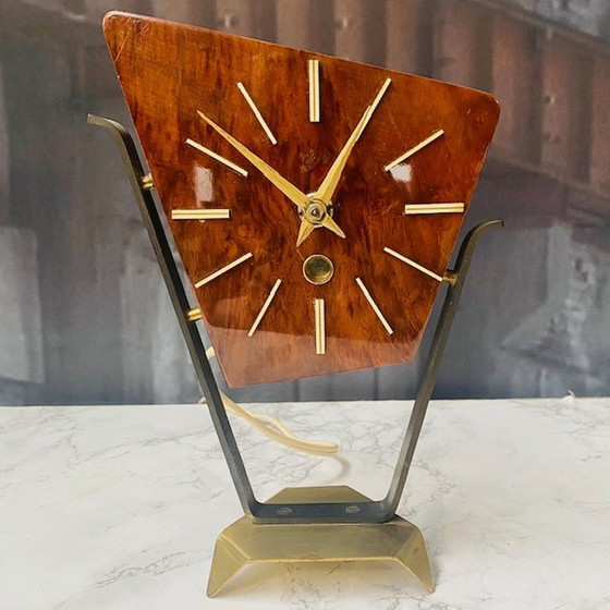 Image 1 of Midcentury Wehrle table clock walnut wood high gloss retro