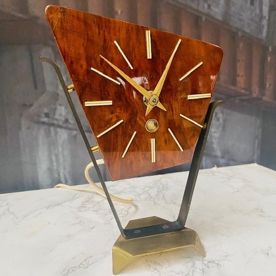 Image 1 of Midcentury Wehrle table clock walnut wood high gloss retro