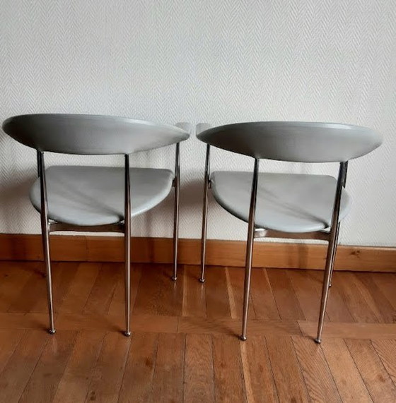 Image 1 of 2X Fasem Armchairs Chrome And Rubber P40 , Italy 1980