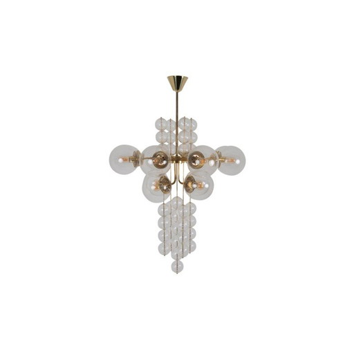 Vintage blown glass chandelier by Jaroslav Bejvl for Kamenický Šenov, 1960