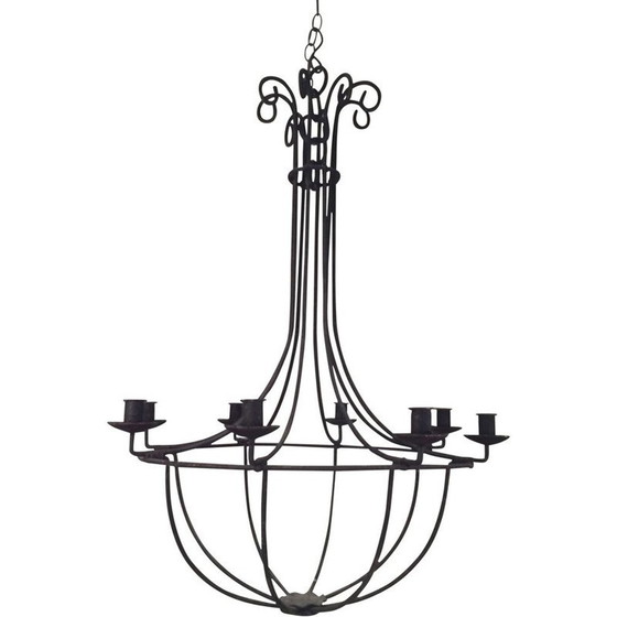 Image 1 of Lampadario vintage a gabbia in ferro battuto, 1970