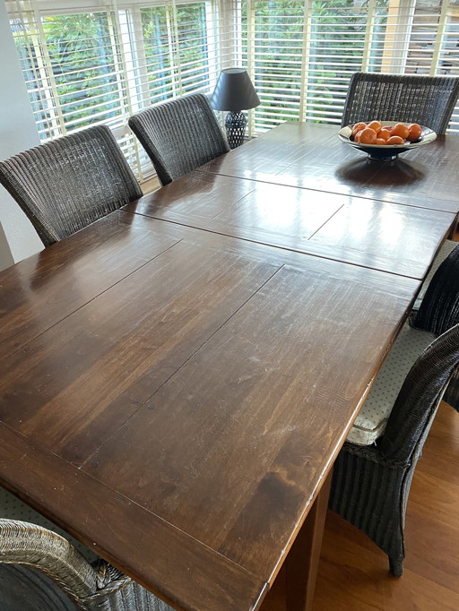 Lloyd Loom Cherry Extension Table With 6 Chairs