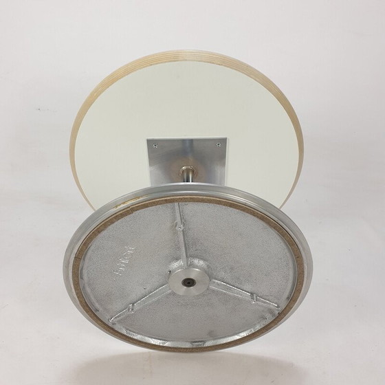 Image 1 of Round vintage coffee table in wood and aluminum by Pierre Paulin for Artifort, 1960