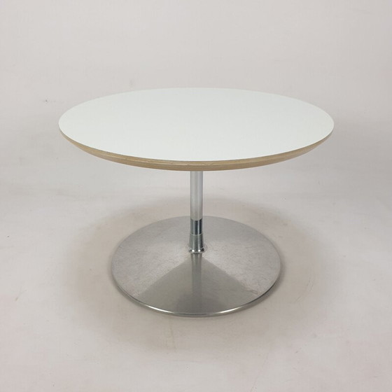 Image 1 of Round vintage coffee table in wood and aluminum by Pierre Paulin for Artifort, 1960