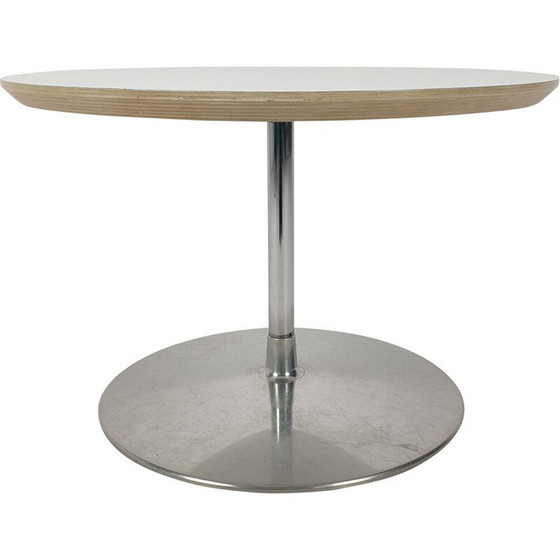 Image 1 of Round vintage coffee table in wood and aluminum by Pierre Paulin for Artifort, 1960