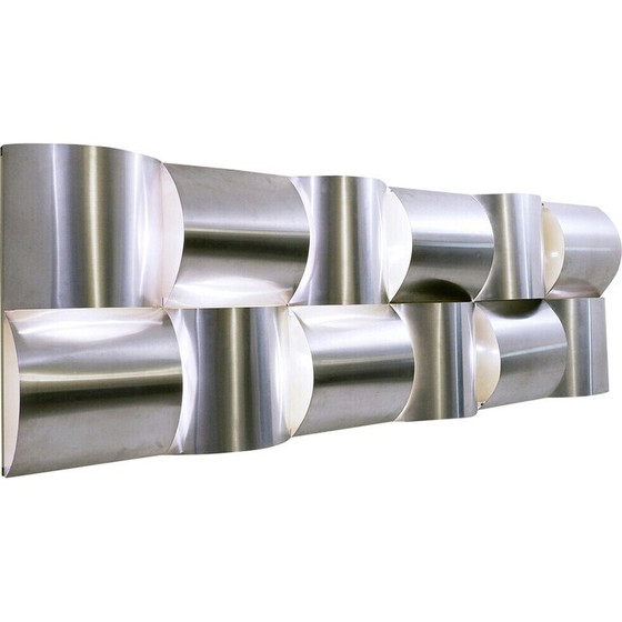 Image 1 of Lampada da parete vintage in alluminio a 3 pannelli, Belgio