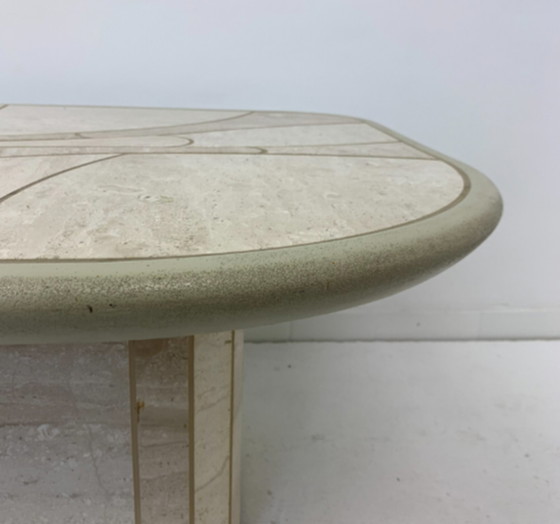 Image 1 of Table basse en travertin, design Mid Century, années 1970