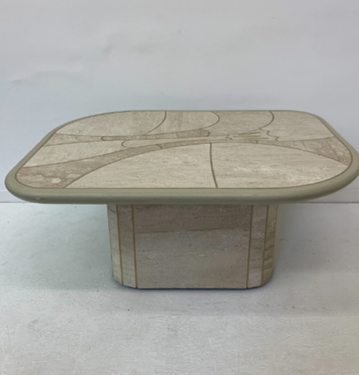 Table basse en travertin, design Mid Century, années 1970