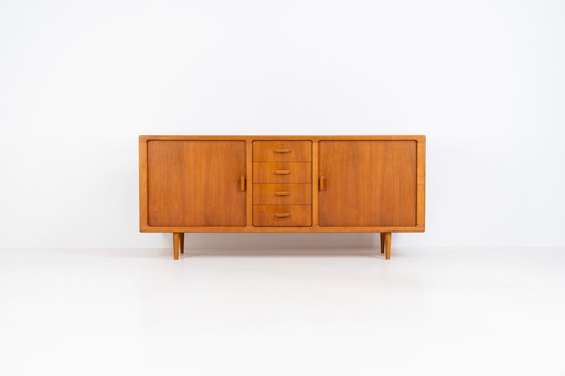 Teak Sideboard With Tambour Doors By Silkeborg (Denmark, 1960S).