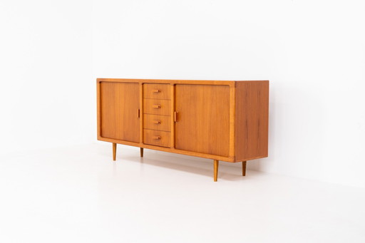 Teak Sideboard With Tambour Doors By Silkeborg (Denmark, 1960S).