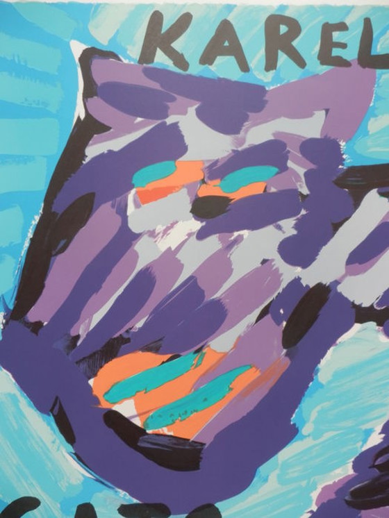 Image 1 of Karel Appel-----Happy Cat Color lithograph from 1978