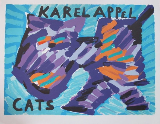 Image 1 of Karel Appel-----Happy Cat Color lithograph from 1978