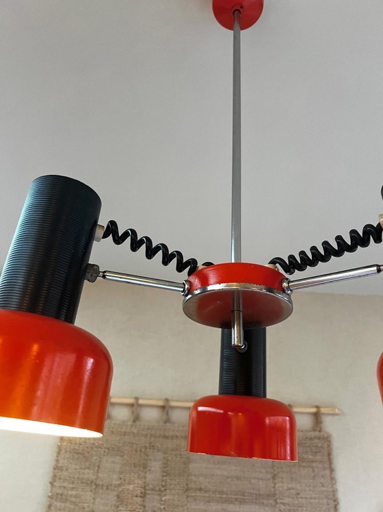 Image 1 of Seventies Pendant Lamp Orange Directional Spotlights Napako Czech Republic