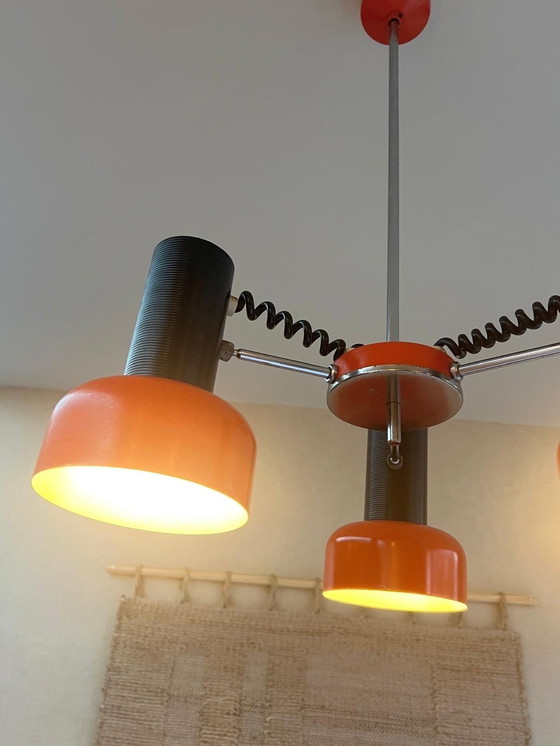 Image 1 of Seventies Pendant Lamp Orange Directional Spotlights Napako Czech Republic