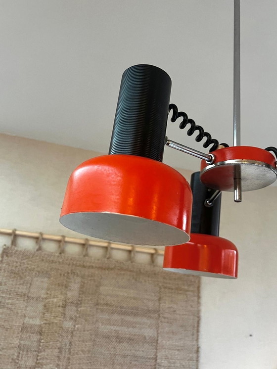 Image 1 of Seventies Pendant Lamp Orange Directional Spotlights Napako Czech Republic