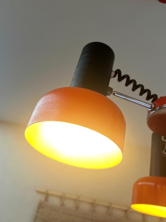 Image 1 of Seventies Pendant Lamp Orange Directional Spotlights Napako Czech Republic